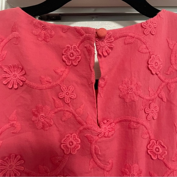 Jude Connally Coral Pink Floral Embroidered Shift Dress Size Small - Picture 4 of 9